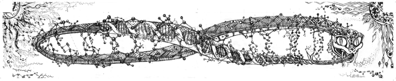 DNA Snake Design - Pen and Ink Drawing